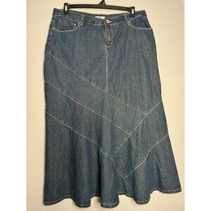 Cato Vintage Med Wash Denim Mermaid Maxi Skirt Sz 16 Bohemian Y2K Modest Western